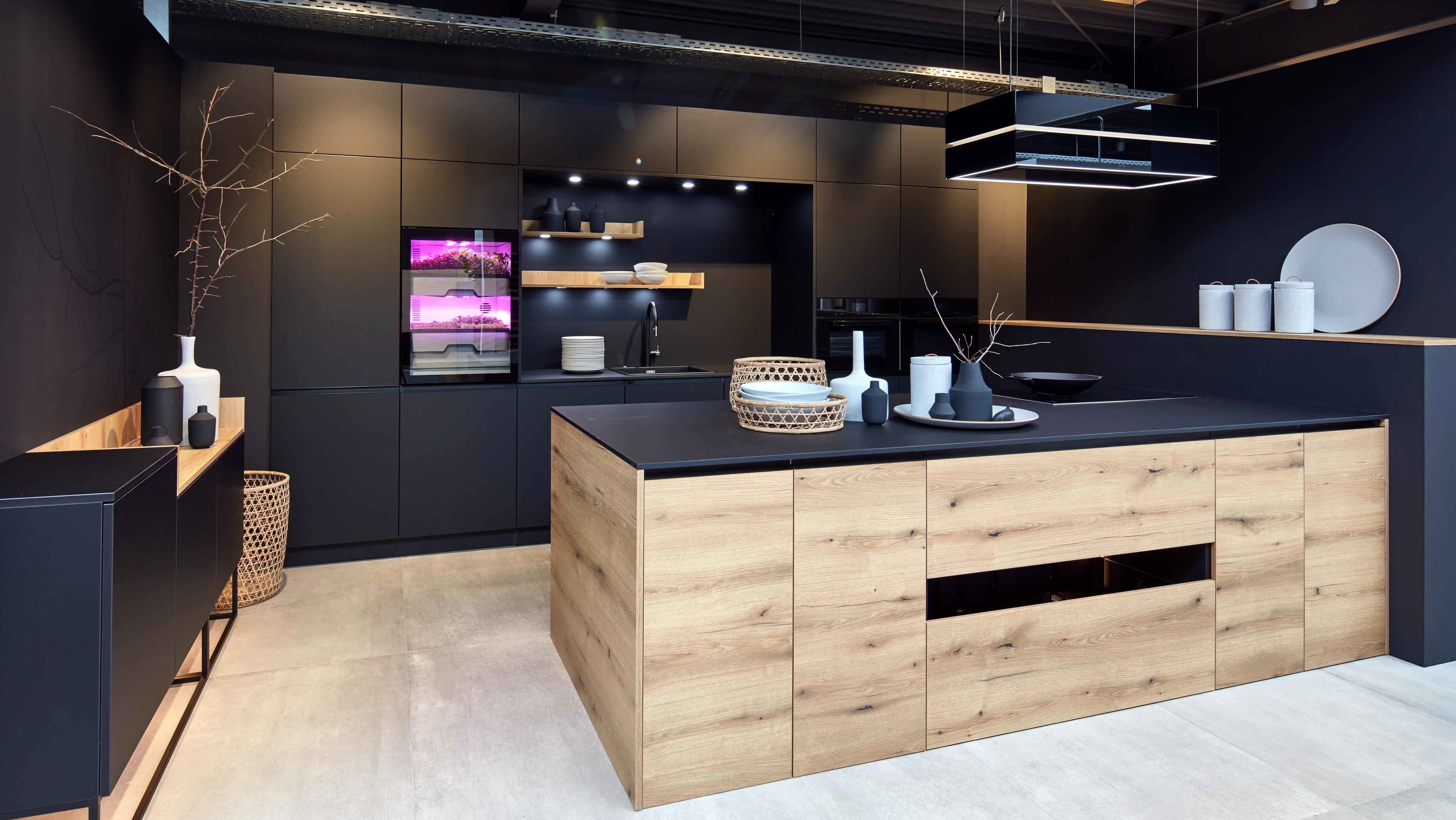 Kücheninsel Holzoptik Schwarz