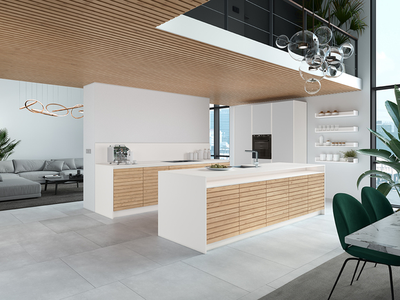 weisse Küche - Holzoptik