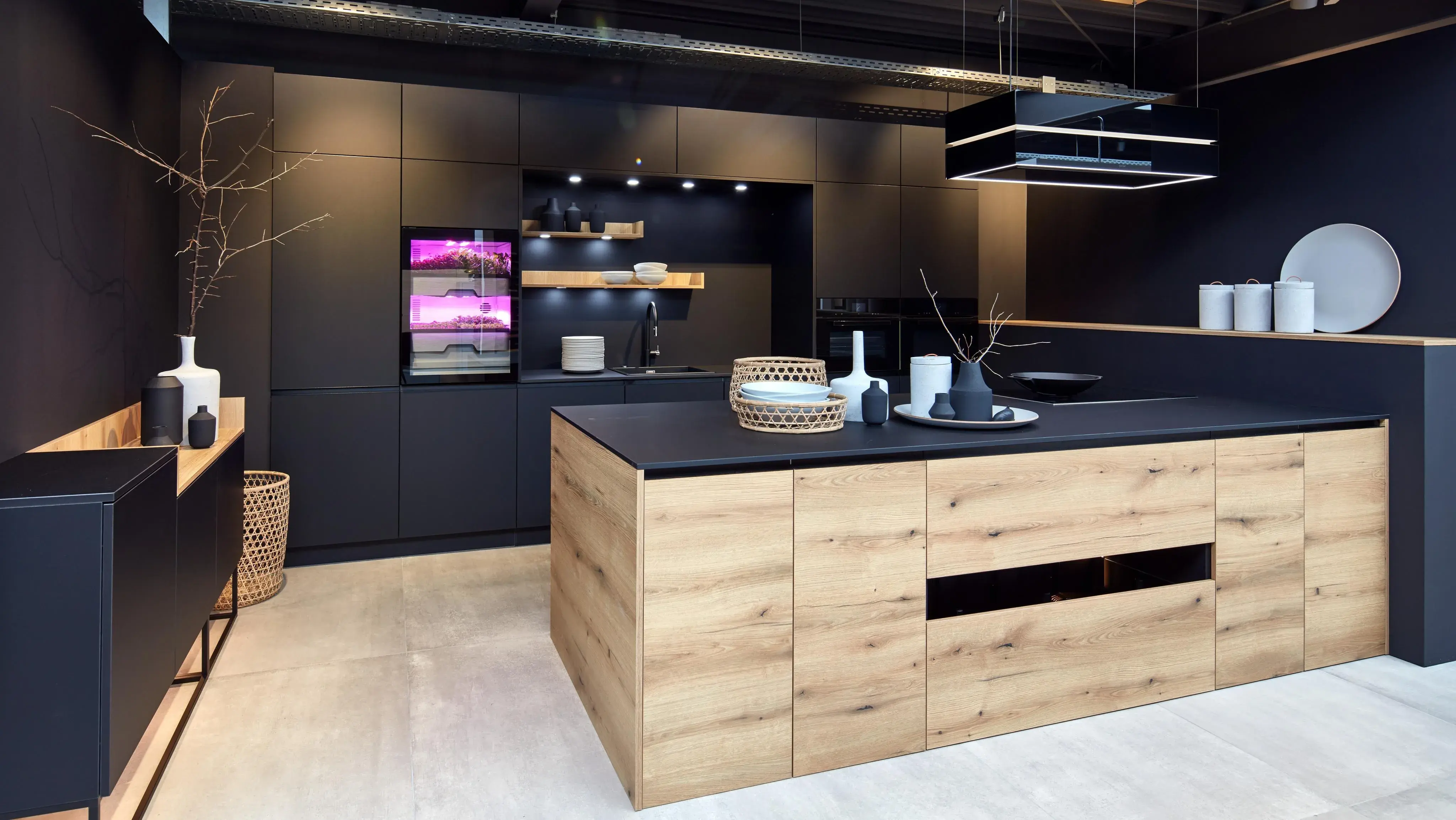 Kücheninsel Holzoptik Schwarz