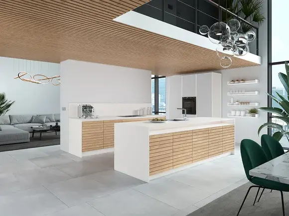 weisse Küche - Holzoptik